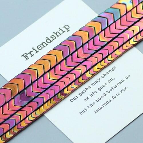 Rose Red Colorful Triangle Arrows Beads Natural Hematite Stone Spacer Loose beads for Jewelry Making Bracelet Earring DIY 15