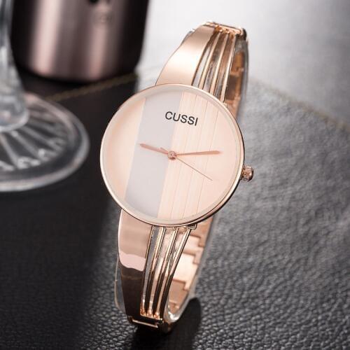CUSSI Luxury Rose Gold Womens Watches Quartz Wristwatches Luxury Ladies Bracelet Watches Fashion Dress Watches relogio feminino