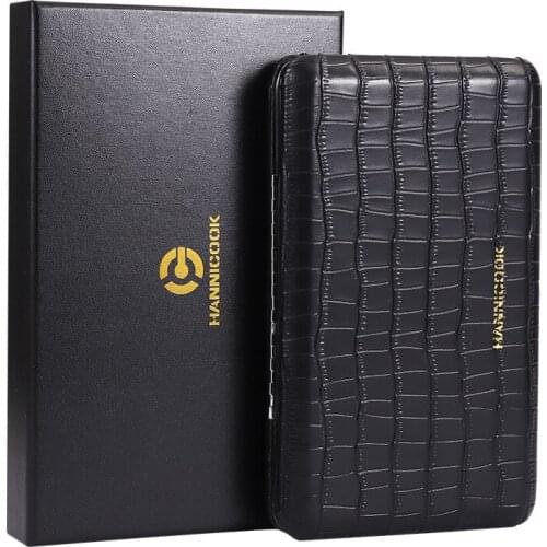 HANNICOOK portable 4 Cigars humidor leather cedar wood cigar case Cuban smoking set Cigar Accessories Tool for COHIBA Cigars