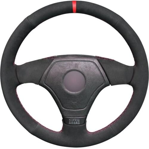 Black Suede Red Marker Car Steering Wheel Cover for BMW 3 Series E36 E46 1995-2000 5 Series E39 1995-1999 8 Series E31 1995-1997
