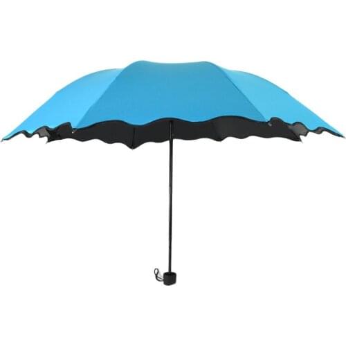 Flowering Umbrella with Water Black Plastic Sun Umbrella Ladies 30 Percent Umbrella Dual-purpose Umbrella for Rain and Sun