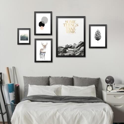 Nordic Style Living Room Decoration Painting Creative Abstract Animal Silhouette Deer Head Rabbit Canvas Wall Picture Poster