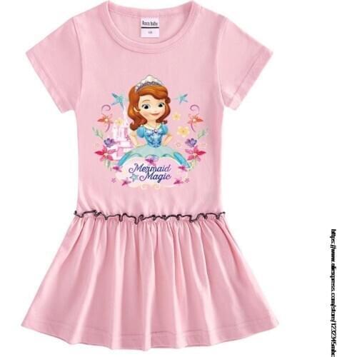 Disney Girls Children Sofia Mesh Dress Double Gauze Cartoon Kid Baby Glistening Party Princess Dresses Clothes