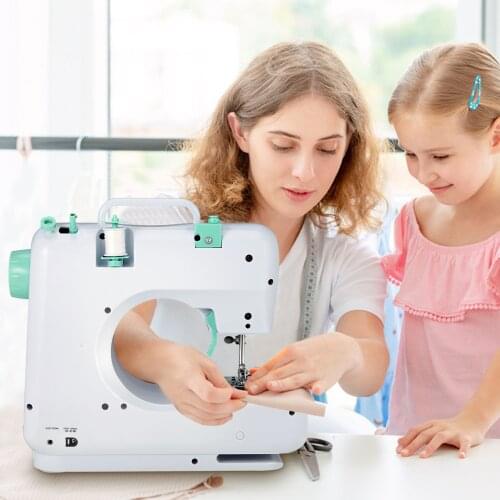 Portable Electric Sewing Machine 12Built-in Stitches Mini Sewing Machine For Beginner With Reverse Sewing Household Crafting DIY