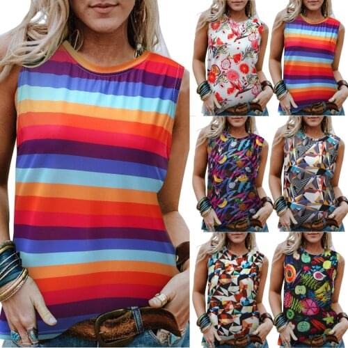 Harajuku Sleeveless Tank Tops Women Summer Clothes Casual Loose Round Neck Graphic Printing Tee Shirt Lady топик женский 2021