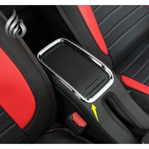 Chrome Interior storage box handle decoration trim for Peugeot 2008 accessories 2014 2015 2016