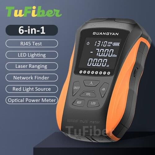 2020 New Optical Power Meter Red Laser 6 in 1 High Precision Mini Red Fiber Pen 15km Rechargeable Fiber Light Tester Light