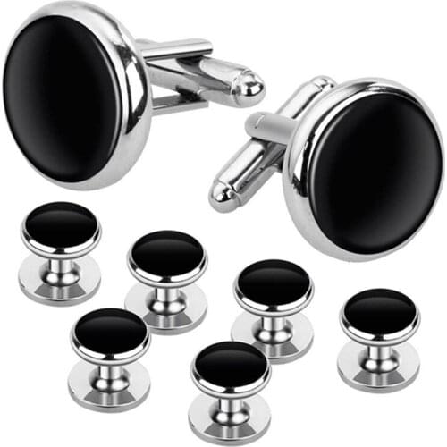 Cufflinks and Studs Set for Tuxedo Shirts Business Wedding 2 Cufflinks and 6 Studs