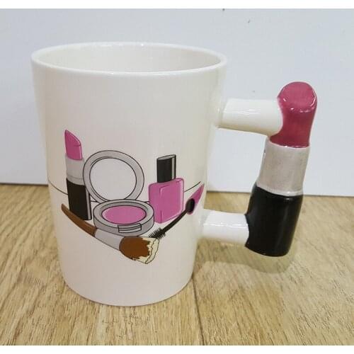 Creative Ceramic Makeup Artist Office Tea Cup Mug Coffee Addict Mugs Lipstick Lover Novelty Milk Juice Cup Gift For Girlfriends