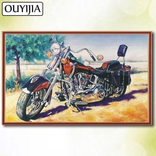 Motorcycle Cartoon Car OUYIJIA 5D DIY Diamond Full Square Halle Moto Picture Of Rhinestone Embroidery For Sale Diamond Mosaic