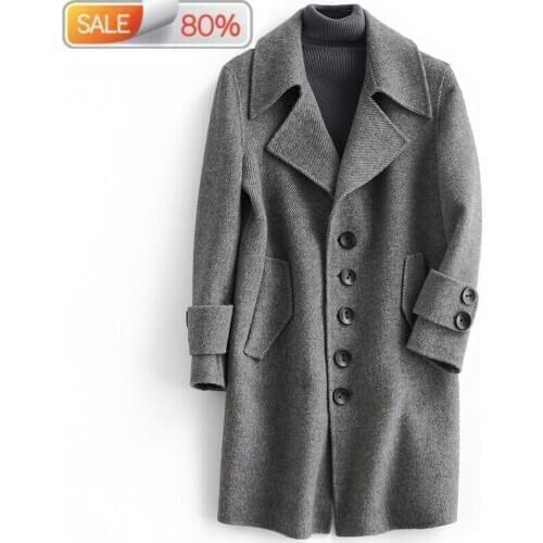 100%Wool Coat Autumn Winter Jacket Handmade Double-sided Woolen Coats Mens Fashion Outwear Abrigo Hombre XCH19002 Y1349
