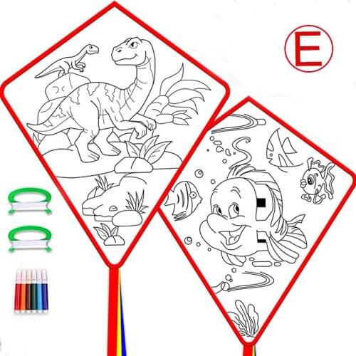 For Kids Making Kit Bulk Decorating Coloring Kite Party Pack DIY Blank Animal Painting Kite Includes handle and line