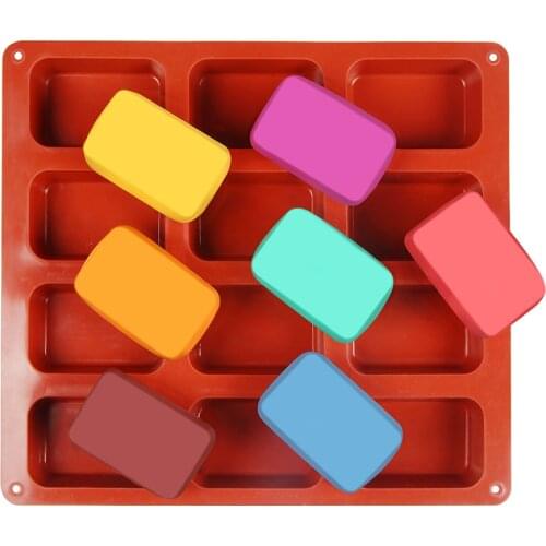 New 12 Cavity Square Silicone Soap Mold Candle Pudding Candy Wax Aromatherapy mould Craft Decorating 3D DIY Handmade Making Tool