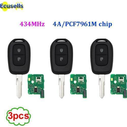 3pcs/lot New Remote key 2 button 434MHZ with 4A PCF7961M chip for Renault Sandero Dacia Logan Lodgy Dokker Duster 2016