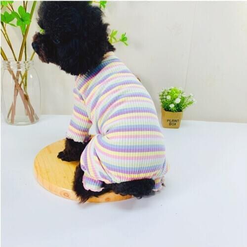 Pet dog clothes four-leg clothes cotton cat clothes pit pattern rainbow stripes