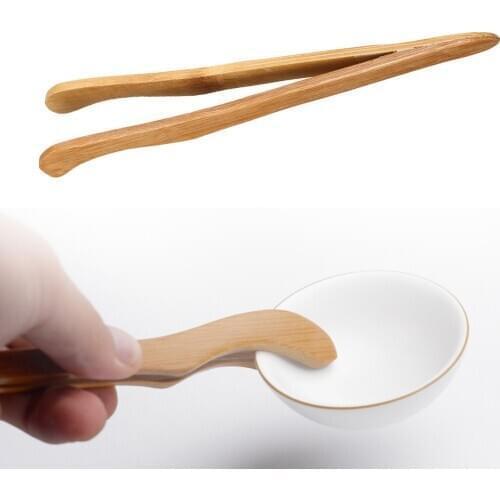 18 cm 7.08 inch natural bamboo tweezers tea tongue clamp wood color kitchen salad food toast tweezers cooking kitchen tools