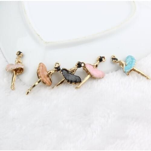 100pcs 15x29mm Charms Ballet Girl Dancer Ballerina Handmade Pendant Making DIY Jewelry Accessories