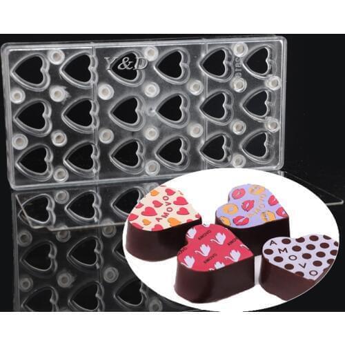 Heart Shape With Mirror Clear Magnetic Polycarbonate PC Chocolate Sheet Hard Plastic Magnet Transfer Handmade DIY Mould Moulds