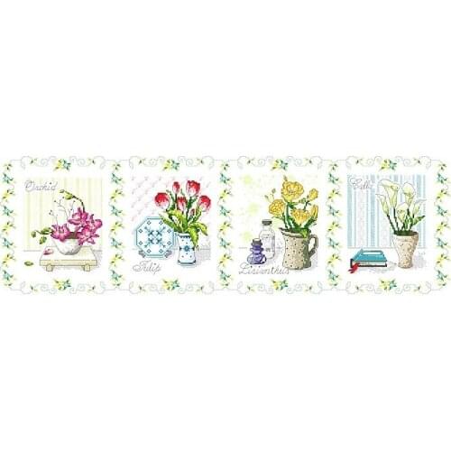 Embroidery Package Cross Stitch Kits Unopen Luxurious 1 Piece Flower and Flower Pots New Free shipping Luxurious