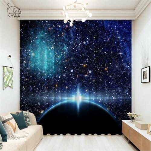 Star Sky Galaxy Curtains For Living Room Luxury Kids Room 3D Outer Space Panel Japanese Curtain Interior For Home Micro Shadin