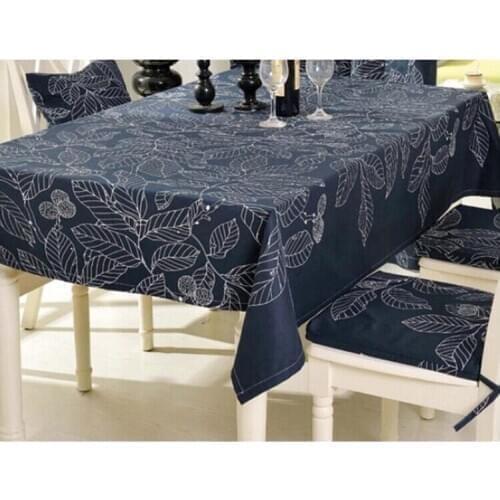 Tablecloth Toalhas De Mesa Bordada Cotton Iken Nappe De Table Manteles Para Mesa Able Cloths Dark Blue Leaves Print