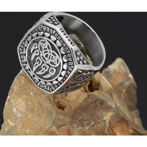 Miqiao Vintage Boho Viking Odin Bear Claw Stainless Steel Rings for Men Women Couple Family Friend Fashion Design Gift Jewelry