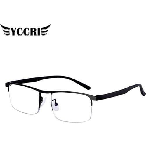 YCCRI Multifocal Progressive Reading Glasses Men Women Anti Blue UV Presbyopic Glasses Half Frame Automatic Adjustment