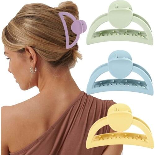 Haimeikang 9cm Candy Color Hair Claw Clip Semicircle Women Ponytail Hairpin Hair Barrettes Girls Fashion Hair Accessories