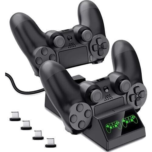PS4 Controller Charger Station Dual USB Charging Station for PS4/PS4 Pro/PS4 Slim Controller Fast Charging Dock & LED Indicator