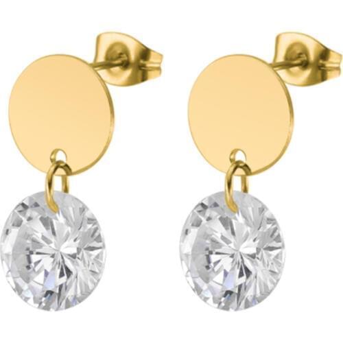 New Arrival Punk Rose Gold Color Stainless Steel Stud Earrings Fashion Crystal Ear Stud Earrings Women Piercings Jewelry