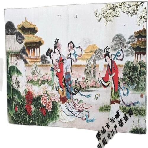 Antique Thangka gold silk brocade silk (picture of a lady)