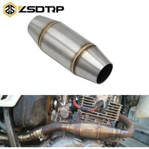 ZSDTRP Motorcycle Catalyst Exhaust Expansion Chamber Middle Tube Link Pipe Silencer Noise Sound Eliminator Escape Moto Stainless