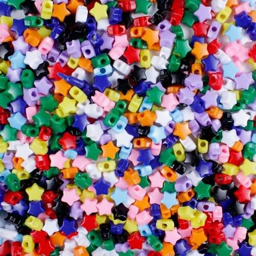 20/100/150/200Pcs Beads Jewelry Making DIY Bracelet Necklace Acrylic Spacer Beads Five-pointed Star Rainbow Color Beads