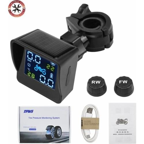 2020 Newest USB Solar Charging Motorcycle TPMS Motor Real-time Tester LCD Screen with 2 External Sensors