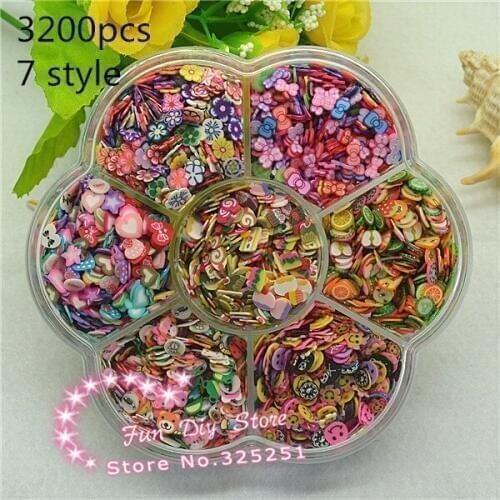 3200pcs polymer clay silce flower dessert smile bow fruit 7 style