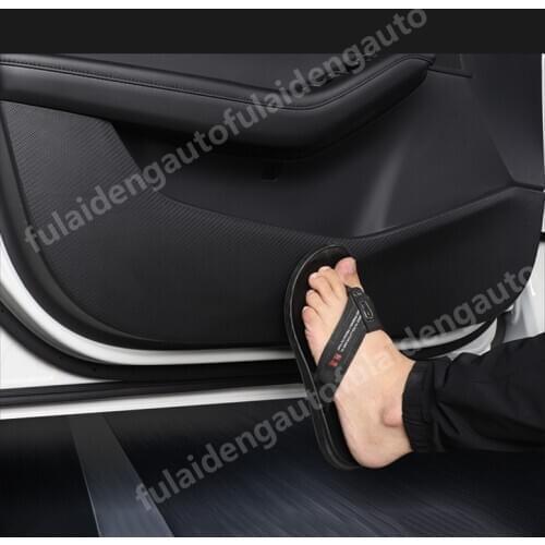 4pcs For Mazda 3 Axela 2019-2021 Carbon fiber leather Door Anti Kick Pad Protective Trim cover decor Stickers Car Accessories