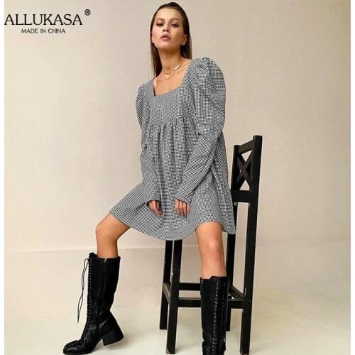 Модные платья в клетку Allukasa China At AliExpress
