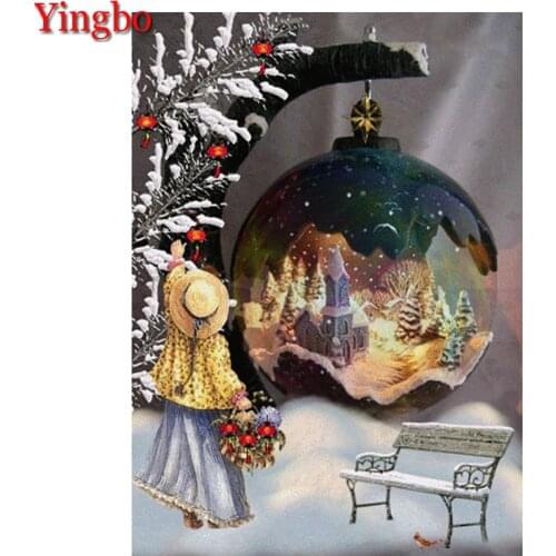 Full Square/Round Drill 5D DIY Diamond Painting "Christmas Girl And Snow Globe" 3D Embroidery Cross Stitch 5D Home Decor