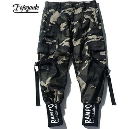 FOJAGANTO 2021 Camouflage Cargo Pants Men Joggers Causal Hip Hop Trousers Loose Drawstring Large Size Pants Male