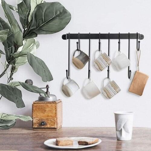 European Country Style Coffee Cup Holder Wall-mounted Mug Holder Decorative Mug Holder Kitchen Utensil Rack With 8 Kitchen Hooks