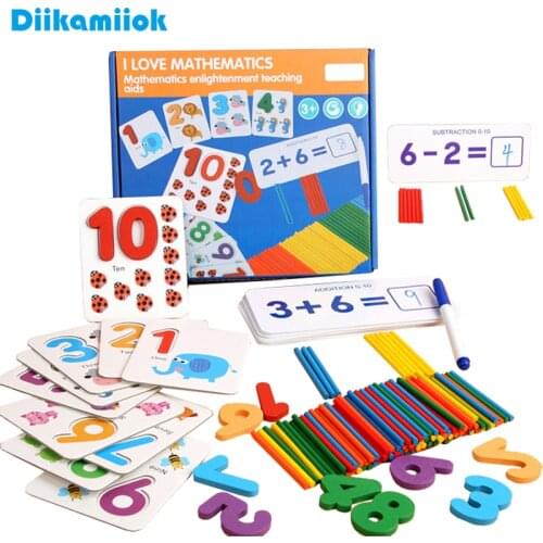 Kids Teaching Early Learning Aids Toddler Educational Toy Wooden Number Matching Addition and Subtraction Math Toys for Children