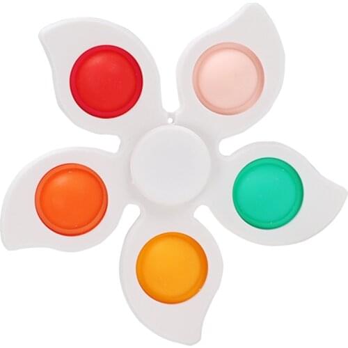 Kids Sunflower Simple Dimple Fidget Gyro Keychain Push Bubble Sensory Toy Anti-stress Relaxing Fidget Autism Toys for Adults Kid