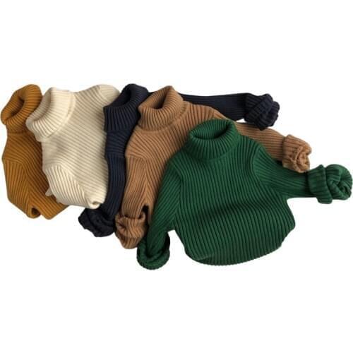 Children Girls Sweater Boys Clothes Cardigan High Collar 5 Colors Knitted Slim Pullover Long Sleeve Keep Warm Girls Clothing