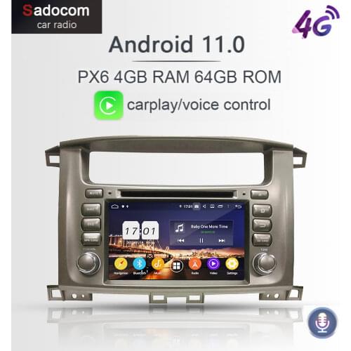 DSP PX6 2 din Android 10.0 Car DVD Player 4GB RAM 64GB 8core 4G car radio 5.0 RDS autoradio GPS Map For Toyota Land Cruiser 100