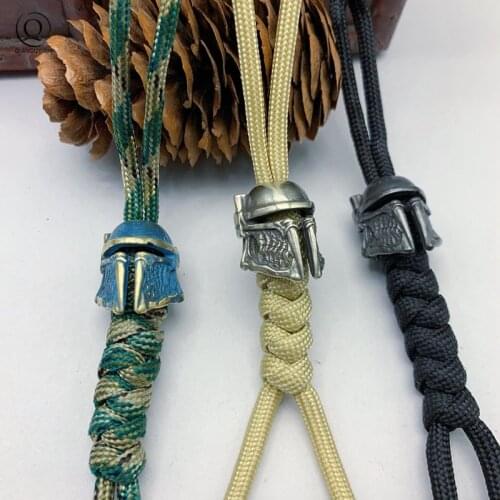 Ethnic Warrior Helmet Brass Handcrafted Lanyards Pendant Paracord Knife Beads Charm Metal Spacer Bead for Folding Knife Keychain