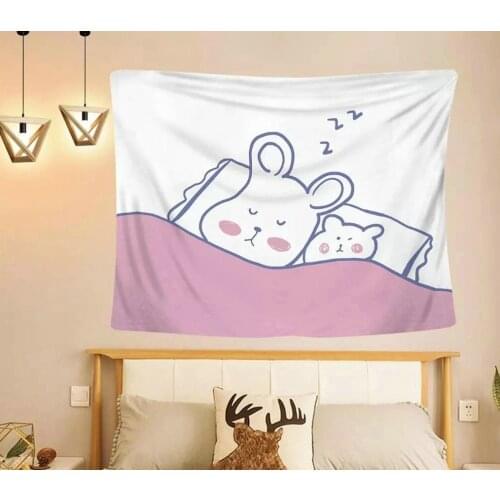Cartoon Tapestry White Rabbit Sleeping for Livingroom Photography Wall Decor