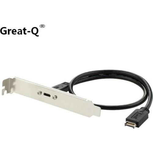 Great-Q usb3.1 USB 3.1 Front Panel Header type-e Type E to USB-C Type-C C Female Extension Cable 50cm with Panel Mount Screw