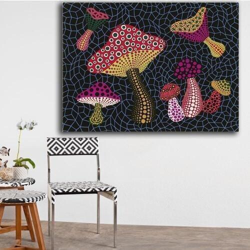 Print Oil Painting Wall painting Yayoi Kusama MUSHROOMS (OBST) Home Decorative Wall Art Picture For Living Room painting