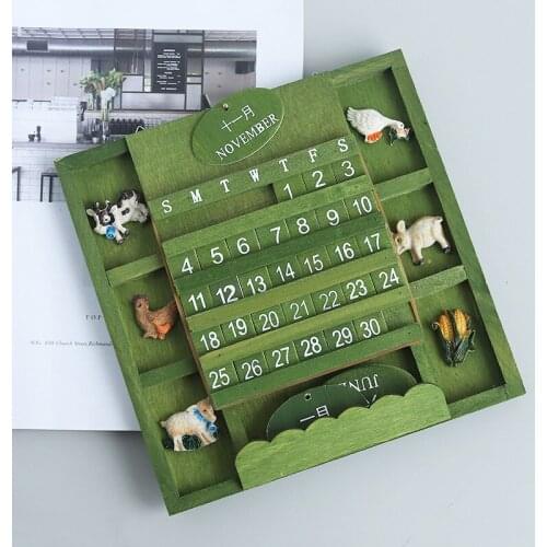 Creative hanging manual square wooden perpetual calendar calendar, home wall decoration wooden calendar ornaments