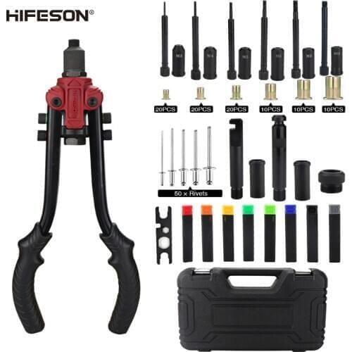 619 Three-in-one Multi-function Manual Ram Gun Rivet Nut Gun Rivet Gun Reaming Gun 90PCS M3-M10 Nuts 50PCS Rivets Set